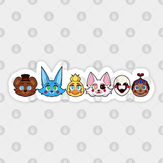 FNaF 2 Toy Line Up Sticker by WhiteRabbitWeirdo